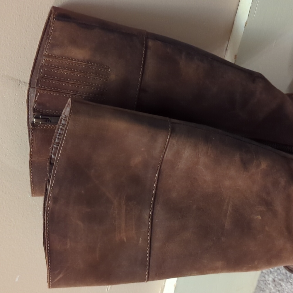 Born Tall Brown Leather Boots Almond Toe Size 7½ - Picture 3 of 7